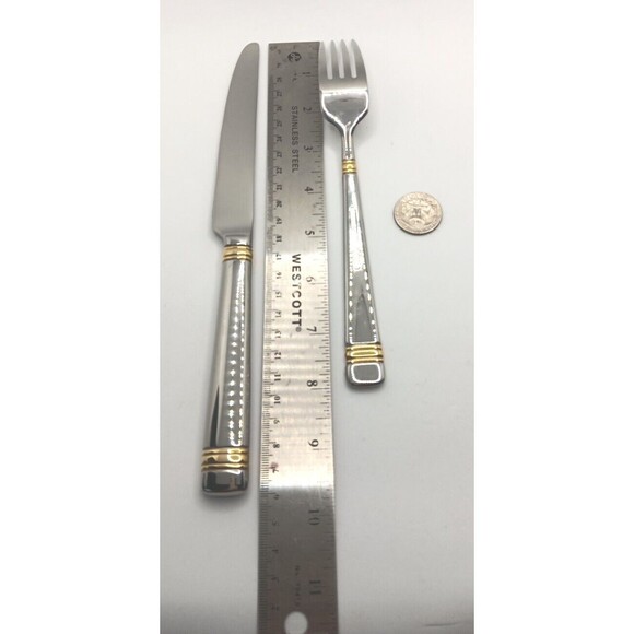 Reed & Barton Golden Longwood Place Knife & Fork 18/10 Stainless Korea Flatware - Picture 4 of 5